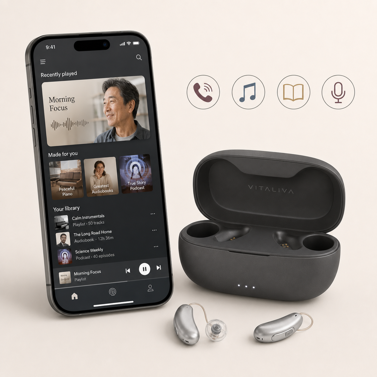 Vitaliva hearing aids streaming calls and audio